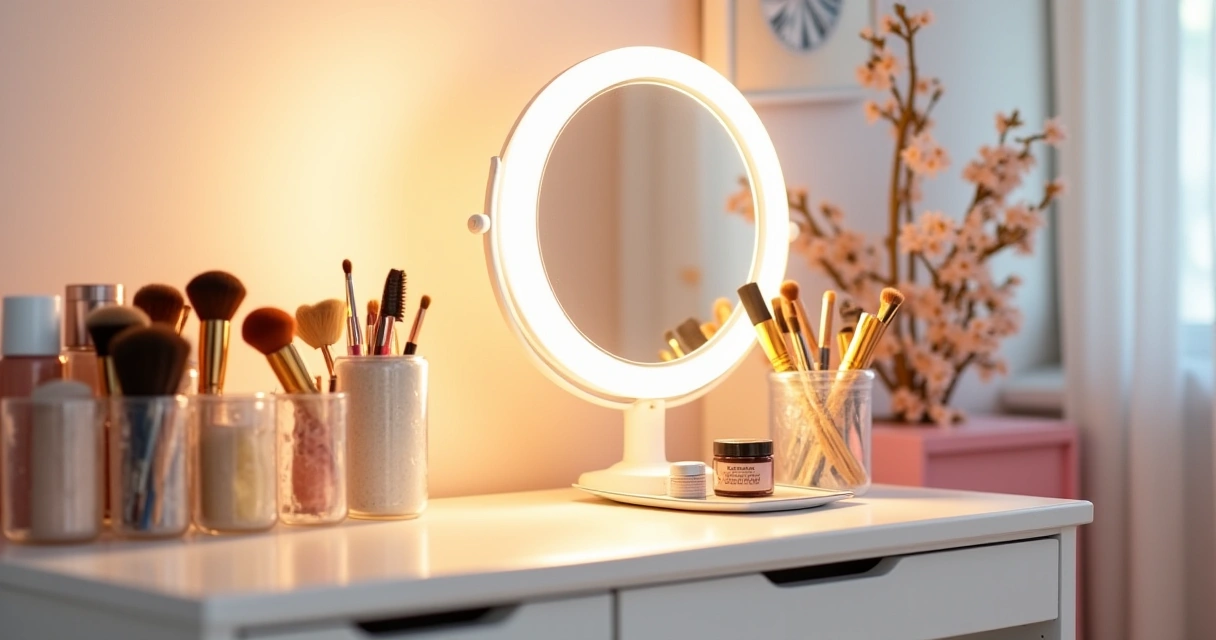 how to style teen bedroom vanities with mini fridges for summer skincare storage