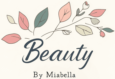 Beauty logo with floral design, By Miabella